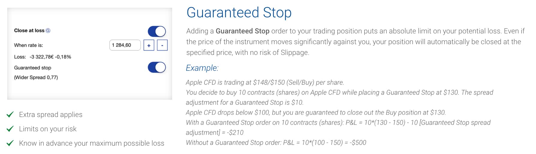 Plus500 Guaranteed Stop Loss Order Negative Balance Protection