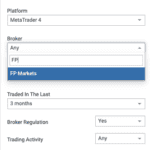 Choosing Broker on Search Tool with MyFXBook