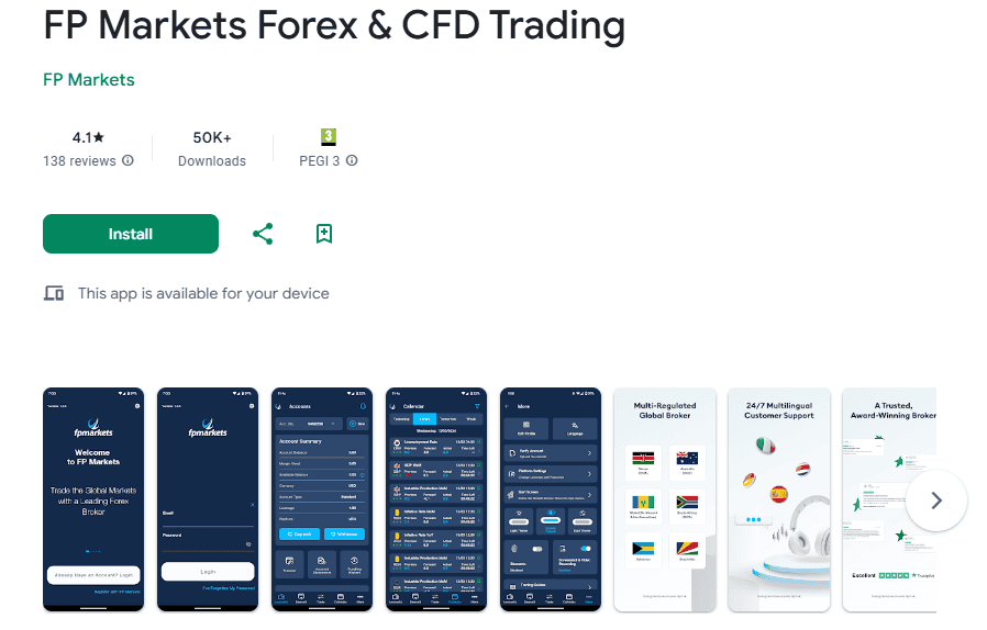fp markets mobile trading platforms