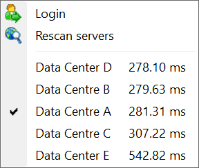 log in and scanning servers