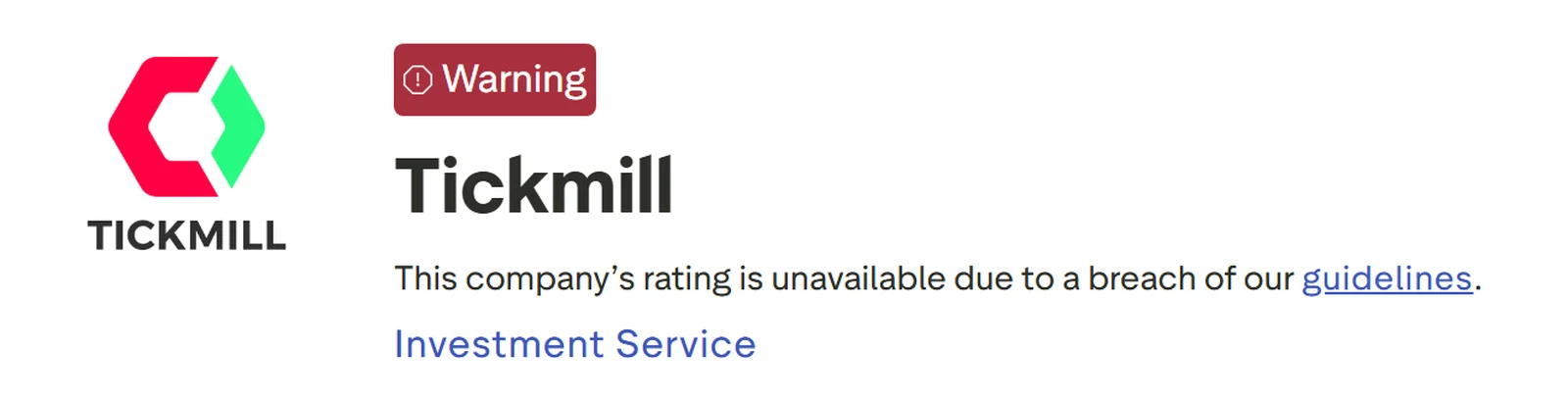 Trustpilot profile for Tickmill captured Sep 10, 2026; the figure is the one shown that day and is recaptured monthly.