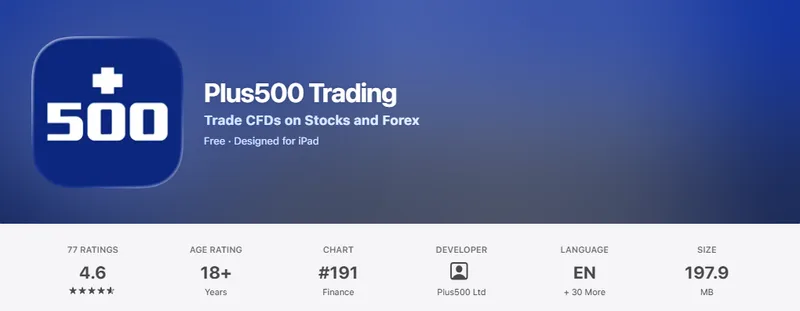The Canada App Store listing of Plus500 Trading, captured October 1, 2026.