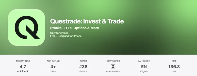 The Canada App Store listing of Questrade, captured October 1, 2026.