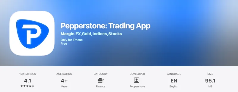The Australia App Store listing of Pepperstone, captured Oct 1, 2026.