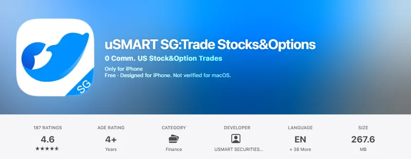 The Singapore App Store listing of uSMART SG, captured 1 October 2026.