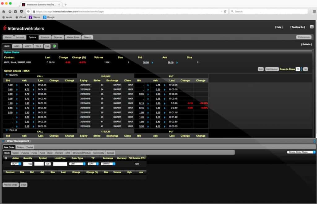 Interactive Broker WebTrader