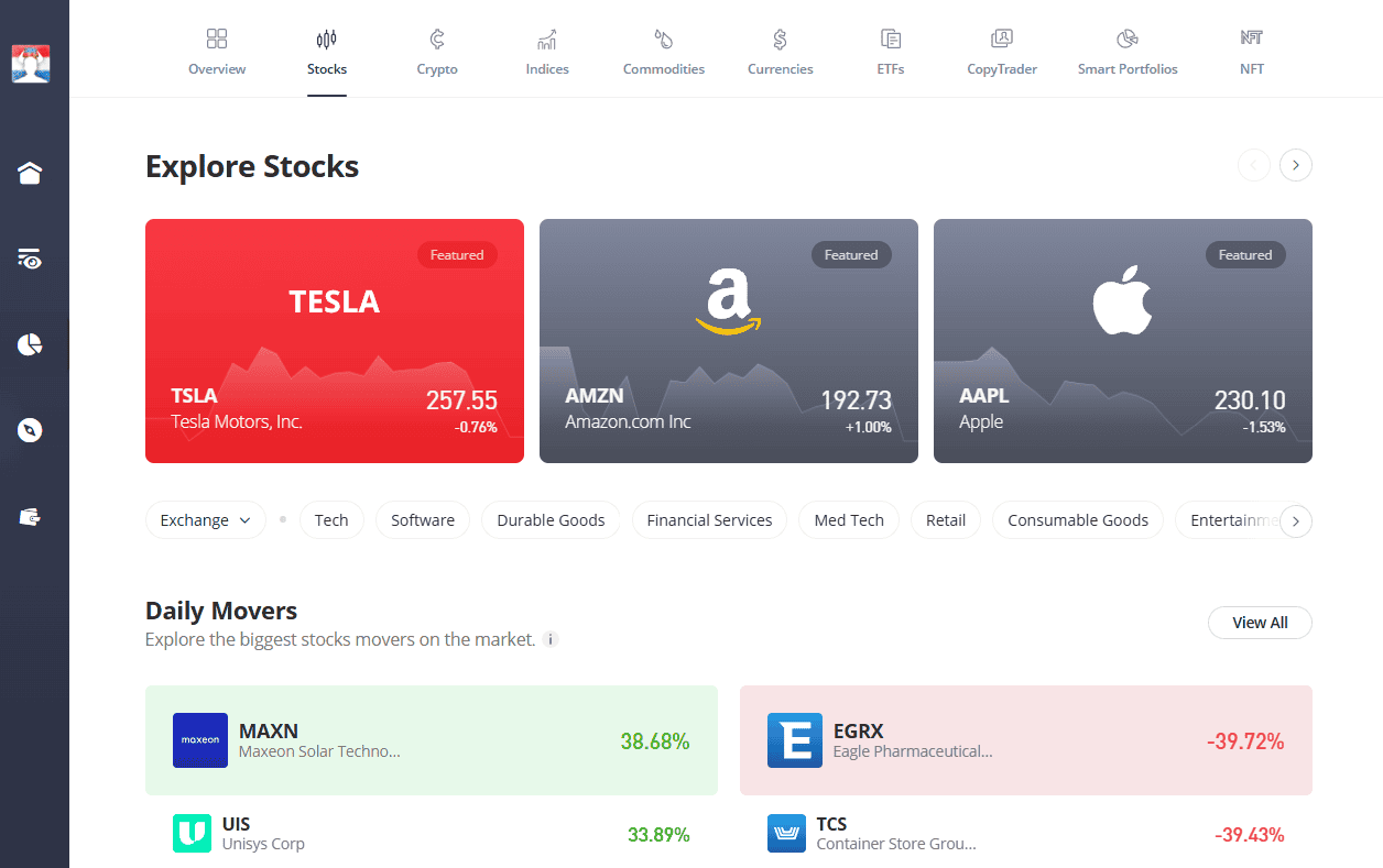 Plataforma de Web Browser de eToro