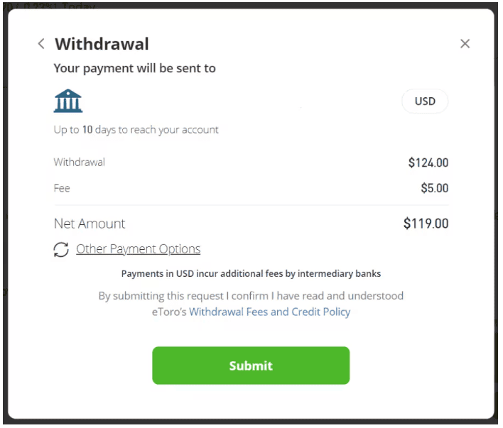 Proceso de Retiro en eToro