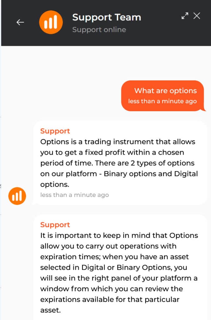 Chat en Vivo de IQ Option