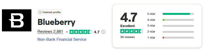Blueberry Markets Trustpilot Score