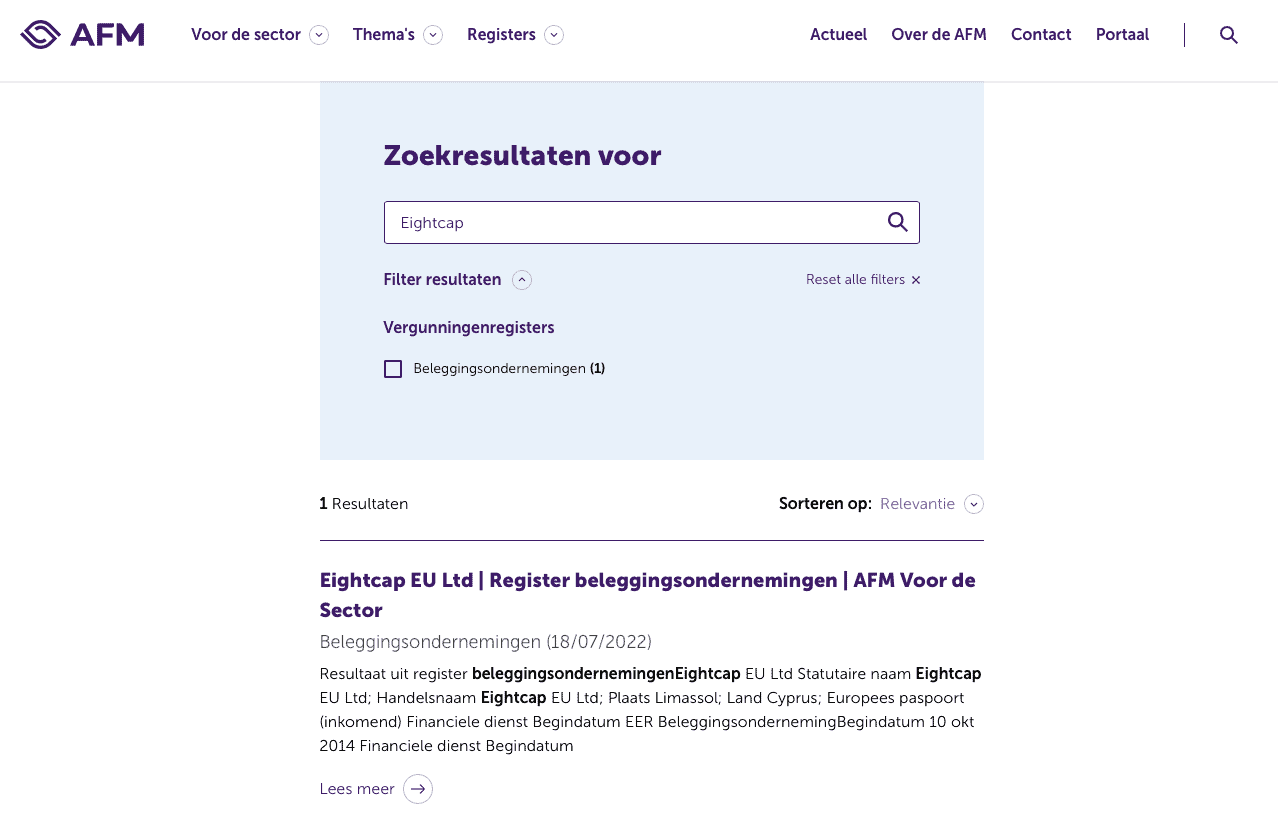 AFM-autorisatie verifiëren