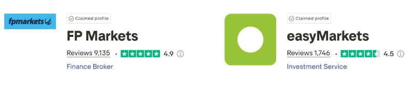 FP Markets vs easyMarkets Trustpilot Scores