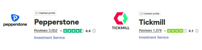 Pepperstone vs Tickmill Trustpilot Scores