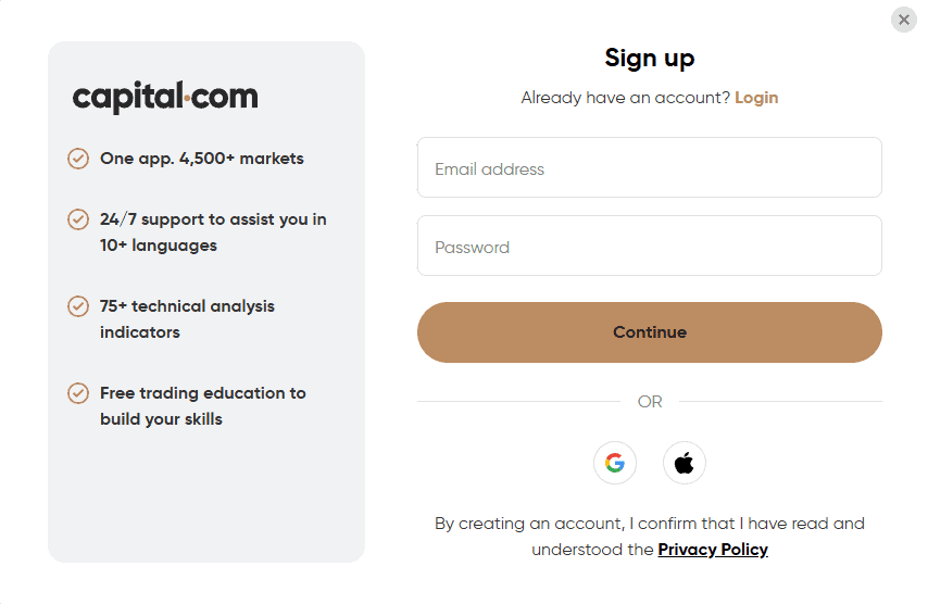 capital.com sign up