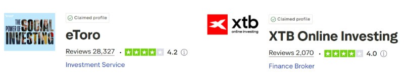 eToro vs XTB Trustpilot Scores