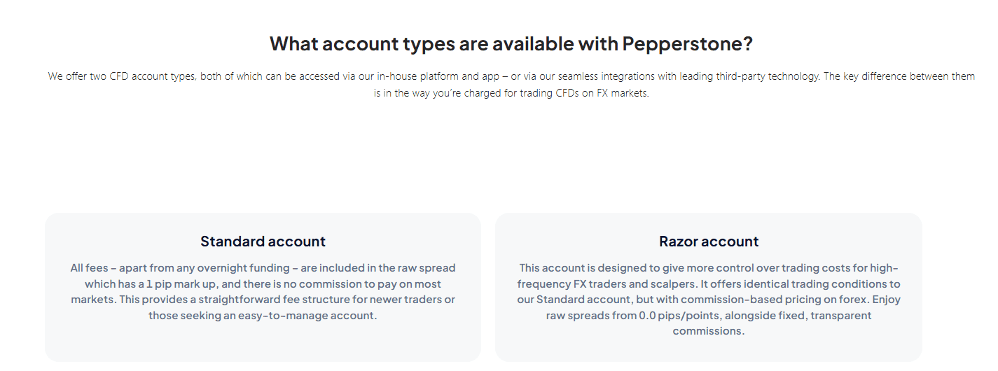 Pepperstone trading accounts