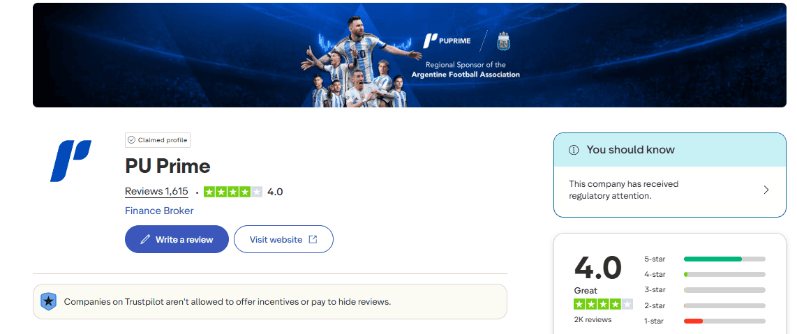 PU Prime Trustpilot