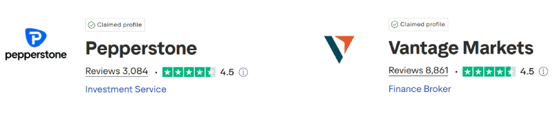 Pepperstone vs Vantage Markets Trustpilot Scores
