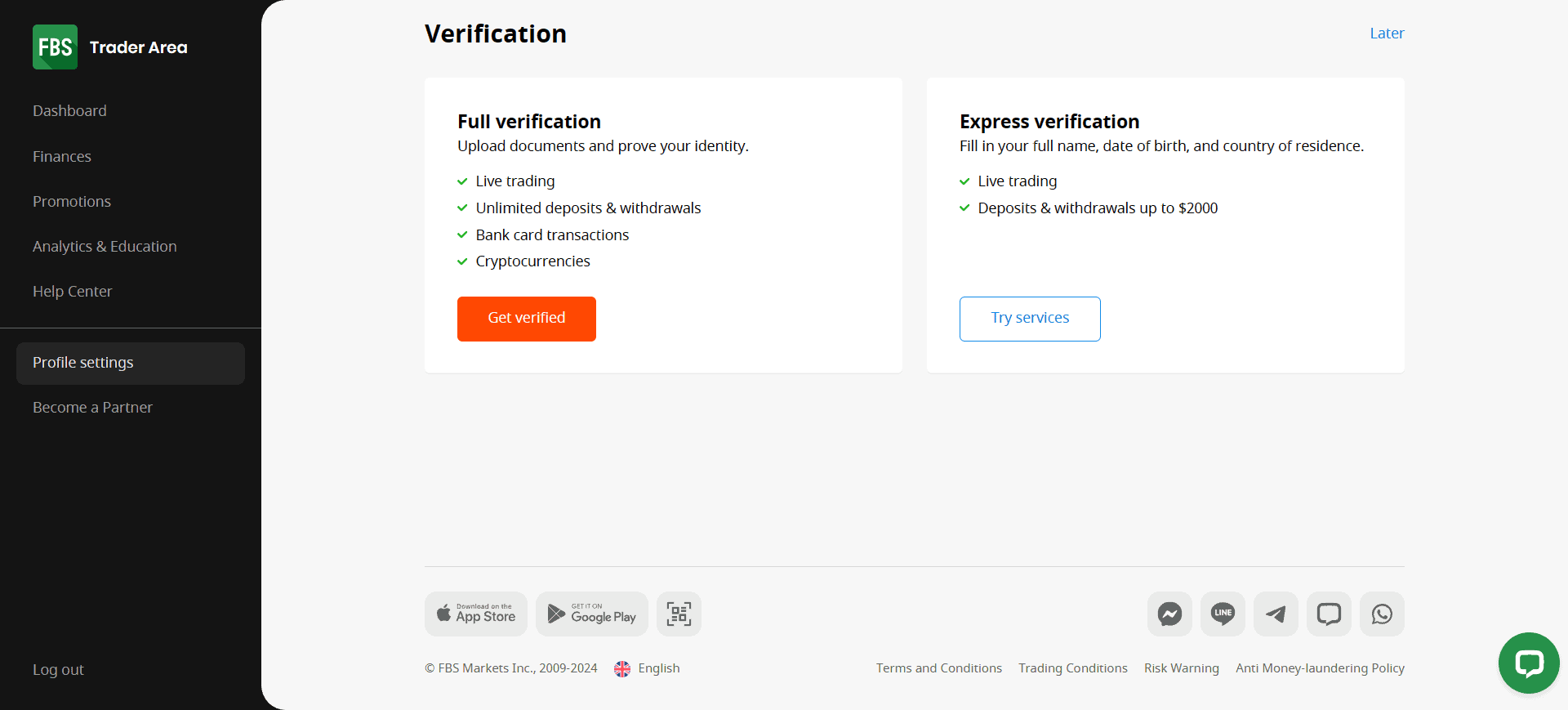 FBS account opening & verification