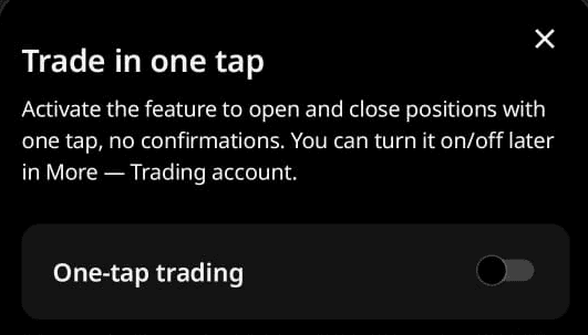 FBS mobile app one-tap trading