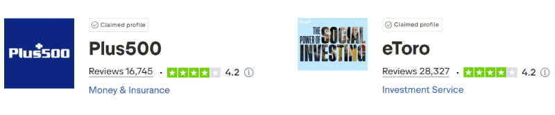 Plus500 vs eToro Trustpilot Scores