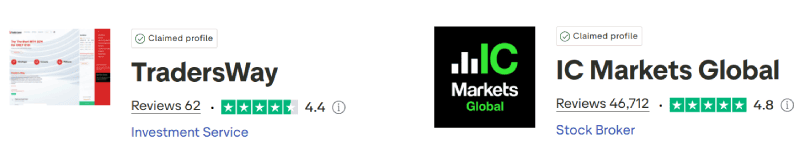 TradersWay vs IC Markets Trustpilot Scores