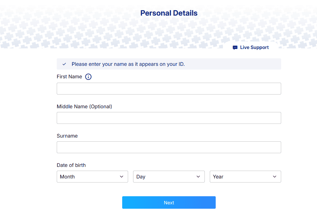 Plus500 personal details section