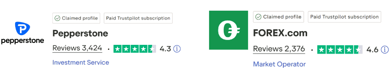 Pepperstone vs FOREX.com TrustPilot