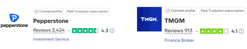 Pepperstone vs TMGM TrustPilot