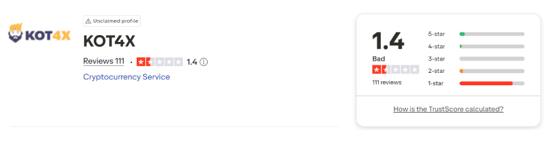 KOT4X Trustpilot August 2026